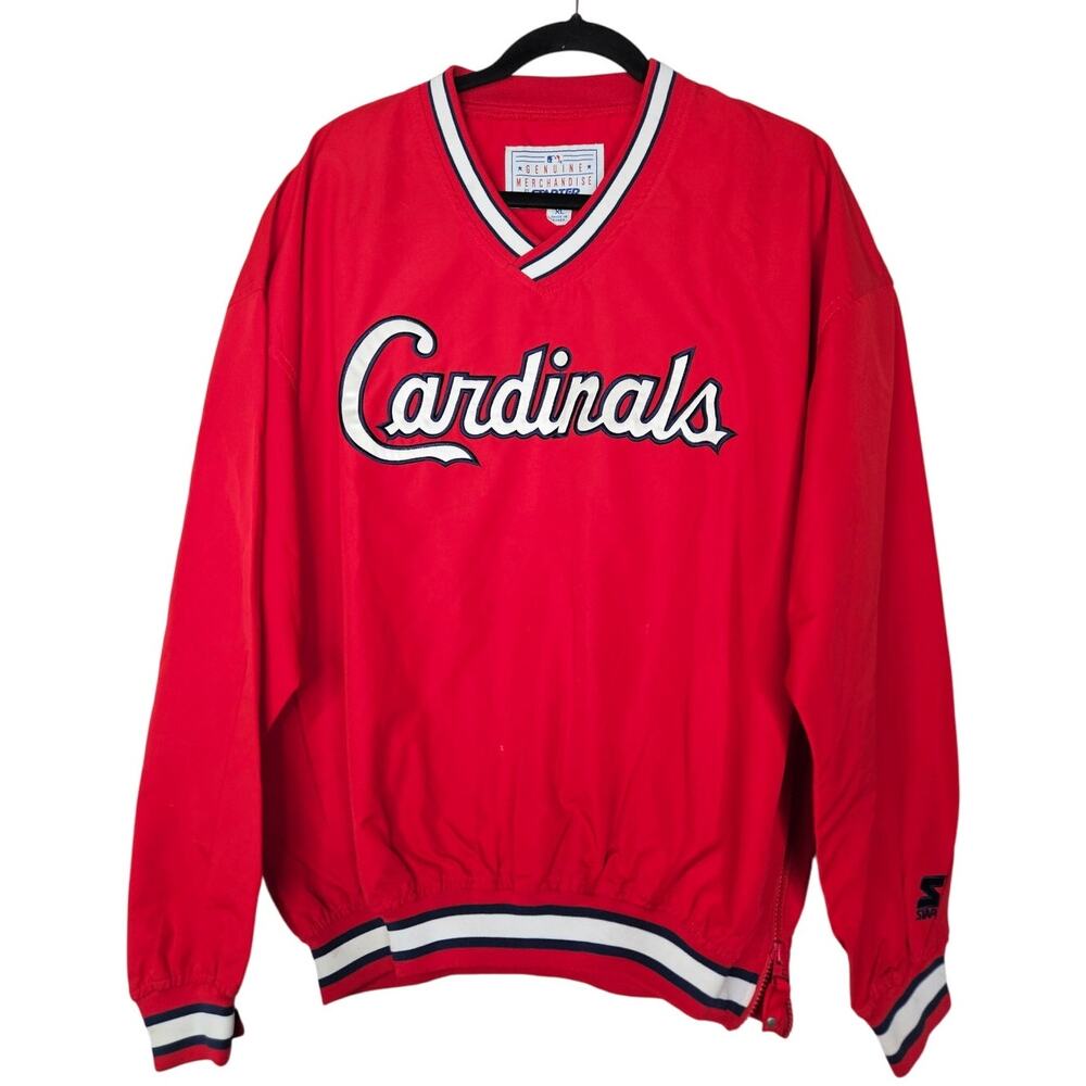 Vintage 90s Starter XL St. Louis Cardinals Pullover Windbreaker Jacket Spellout
